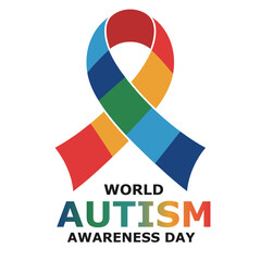 World Autism Awareness Day Ribbon with Colorful Spectrum Design