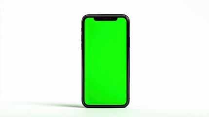 mobile telephone with a vertical green screen in tram chroma key smartphone technology cell phone, empty, message, travel, public, white, mockup, social, wireless, space,