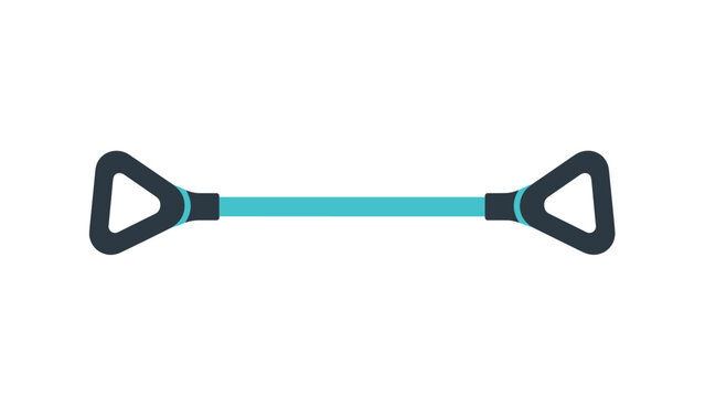 Blue resistance band with black handles for strength training, fitness, home workout, and physical therapy exercise equipment concept.