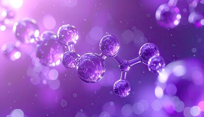 Abstract visualization of a vibrant purple molecular structure against a soft bokeh background.