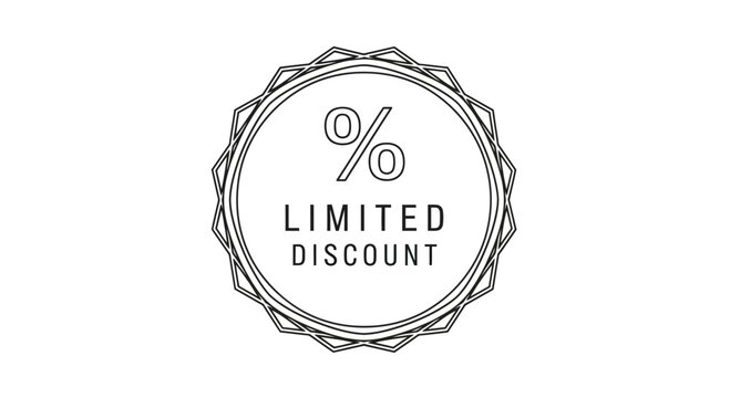 Limited Discount Badge with Percentage Symbol, Sale Offer, Special Promotion