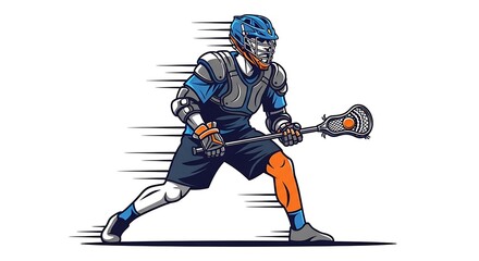 Obraz premium Lacrosse player in action, dynamic illustration of athletic movement and sports equipment