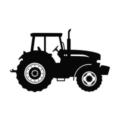Obraz premium Black Silhouette of a Farm Tractor agriculture vehicle
