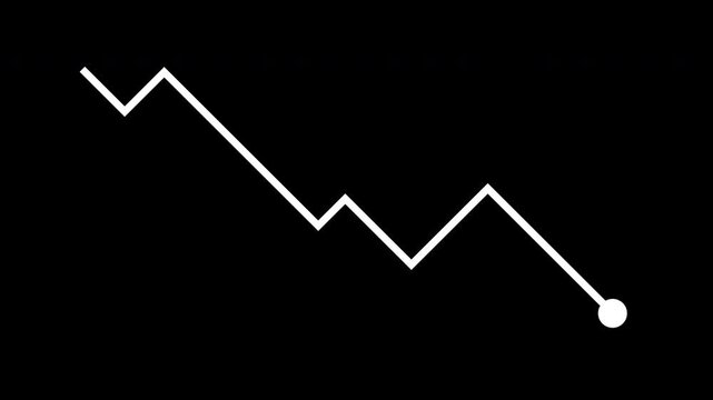 Down indicator arrow on black background ideal for financial reports, presentations, websites, articles, infographics, and business analysis concepts.