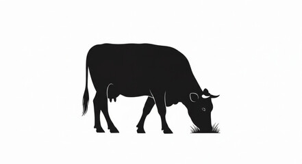 Black Silhouette Cow Grazing Freely. © milah