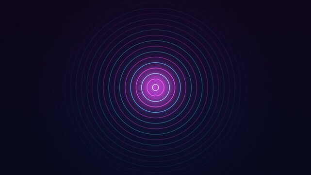 Concentric circles radiate outward in blue and purple