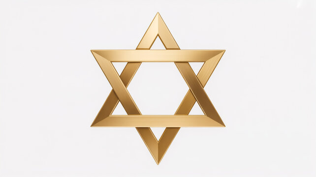 Golden Star of David Symbol on White Background Magen David