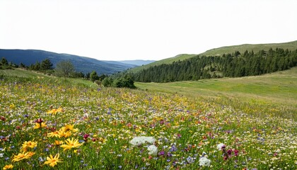 Fototapeta premium Meadow With Wild Flowers Transparent Background