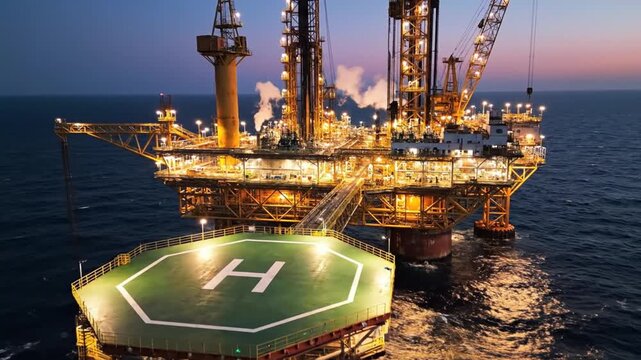 Offshore oil rig at dusk. (3)