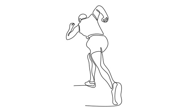 continuous line of man athlete runner focus sprint run