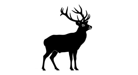 Obraz premium Black Silhouette Deer with Antlers.