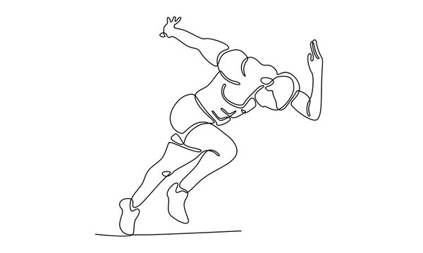 continuous line of man athlete runner focus sprint run