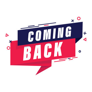  coming back flat design label.