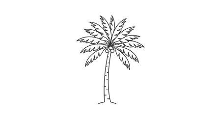 Fototapeta premium Simple Line Drawing of a Coconut Palm Tree with Coconuts