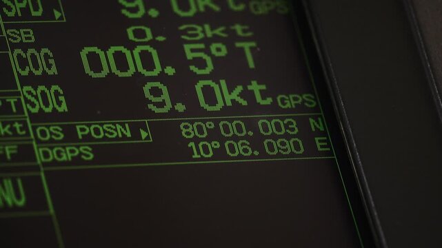 Ship navigation screen showing crossing of the 80th parallel in Arctic
