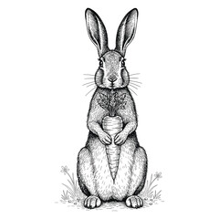 Hare with carrot vector illustration