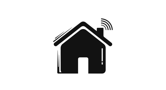 Black house with WiFi signal.