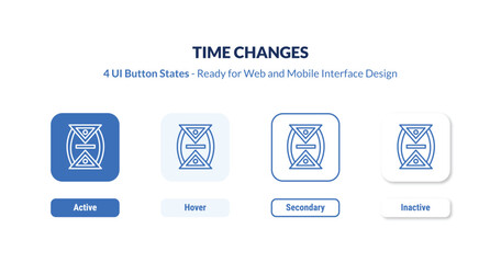 time changes 4-state UI button. Outline icon kit from zodiac collection. Thin linear time changes, change, time editable vector. Minimal time changes sign for web and mobile interface