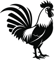 Flavector, Rooster, Silhouette, Farm, Animal, Chicken, Bird, Cockerel, Standing, Poultry, Livestock, Agriculture, Crowing, Morning, Nature, Rural, Logo, Icon, Vector, Illustration. © MSTSHAMIMA