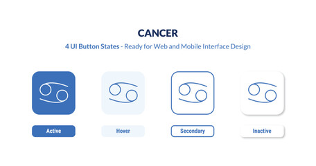 cancer 4-state UI button. Outline icon kit from zodiac collection. Thin linear cancer, care, awareness editable vector. Minimal cancer sign for web and mobile interface