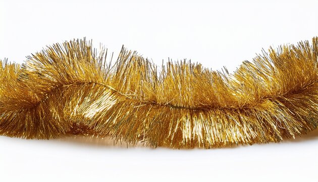 Gold Tinsel Garland Isolated On Transparent Background