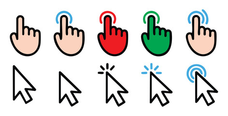 Obraz premium Collection of hand cursor icons and mouse pointer icons for user interface design elements