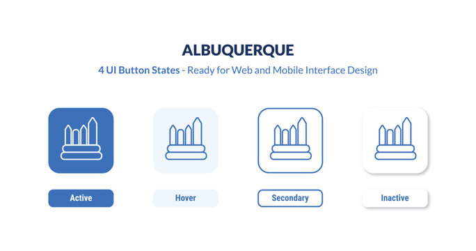 albuquerque 4-state UI button. Outline icon kit from united states of america collection. Thin linear albuquerque, usa, united editable vector. Minimal albuquerque sign for web and mobile interface