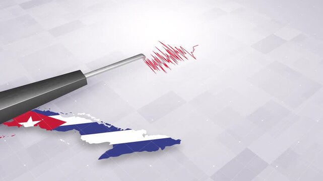 Cuba Earthquake Concept With Seismograph And Map