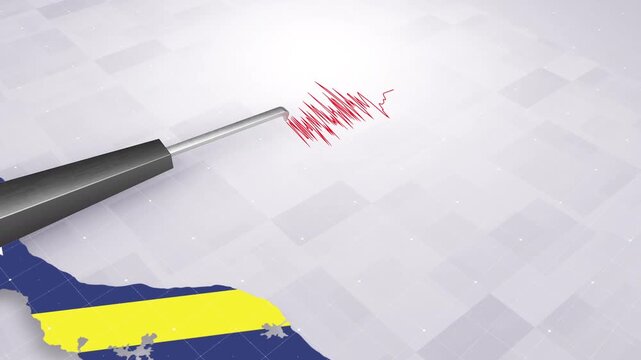 Curacao Earthquake Concept With Seismograph And Map