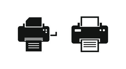 Two black printer icons depicted in a flat simple silhouette