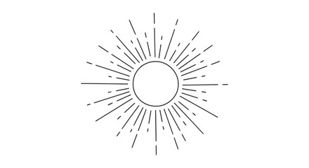 Obraz premium Abstract Sunburst Line Art Icon - Minimalist Sun Rays Emblem