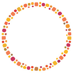 Obraz premium Classic Round Mosaic Frame Design, Fall Tile Frame Illustration, Rustic Autumn Border Clipart, Autumn Mosaic Frame Clipart