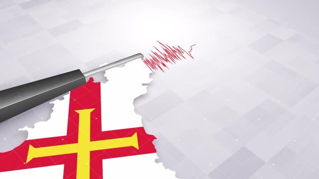 Guernsey Earthquake Concept With Seismograph And Map