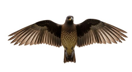 Obraz premium Bird in flight with spread wings against white background