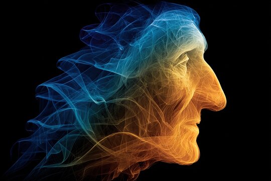 A vibrant abstract illustration of a human face in profile