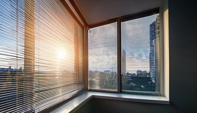 Moderne Jalousie Bzw Moderner Raffstore Am Fenster Eines Neuen Wohnhauses