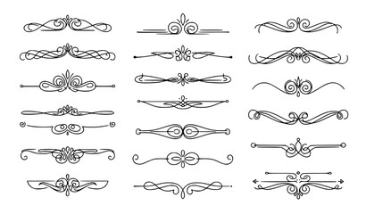 Obraz premium Retro vintage ornamental divider line art collection for wedding and typography decoration