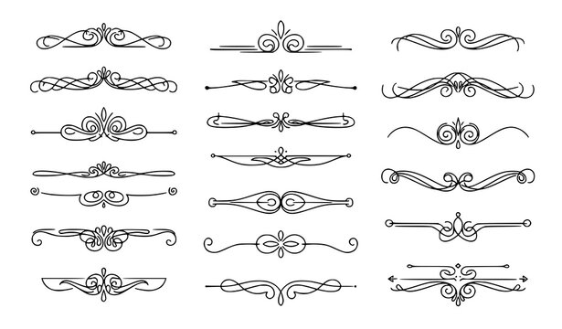 Retro vintage ornamental divider line art collection for wedding and typography decoration