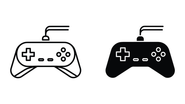 Gamepad controllers, black and white outline illustration