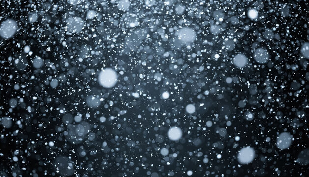 Falling Snow Texture on Black Background for Overlay Effect