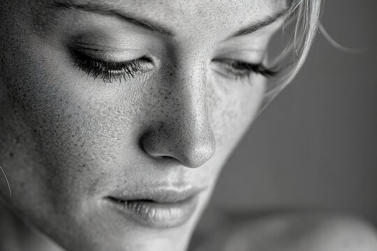 A serene woman with her eyes closed in a peaceful moment