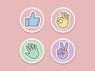 Obraz premium Hand gestures icons with various signs and symbols.