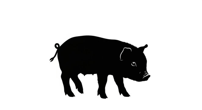 Black Silhouette of a Pig.