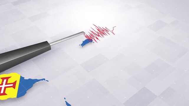 Madeira Earthquake Concept With Seismograph And Map