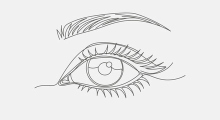 Obraz premium Minimalist Single Line Drawing of a Beautiful Woman's Eye and Eyebrow