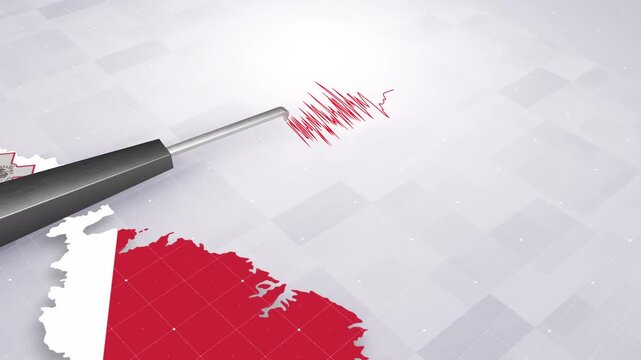 Malta Earthquake Concept With Seismograph And Map