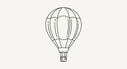 Naklejka premium Hot Air Balloon Illustration, Outline Drawing, Isolated on White Background, Travel and Adventure Concept