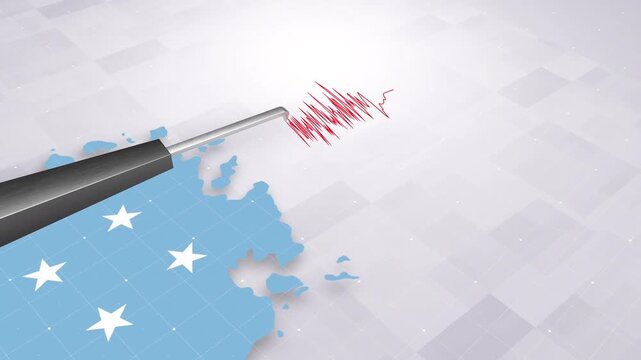 Micronesia Earthquake Concept With Seismograph And Map
