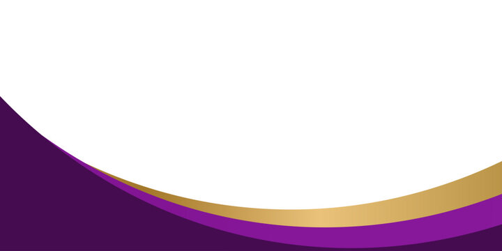 Modern luxury abstract banner featuring flowing purple shapes with gold accent borde