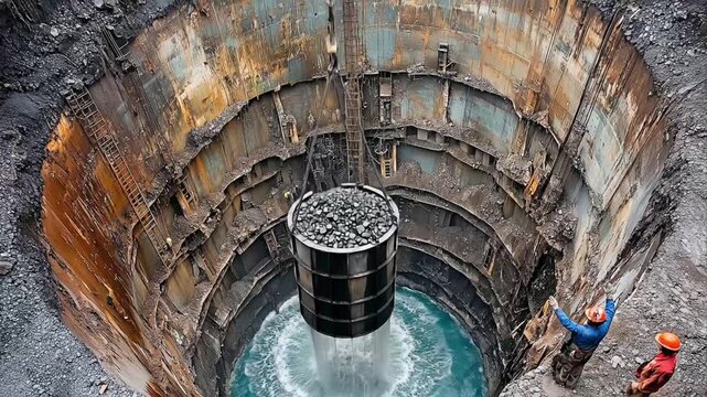 Extraction of minerals from a deep mine